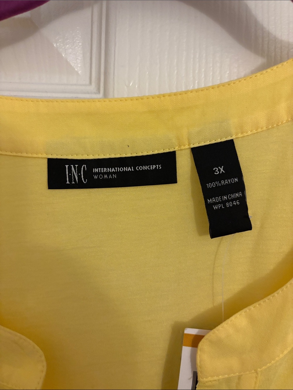INC International Concepts Bright Yellow Sleeveless V-Neck Tunic with Hem Tie - Picture 2 of 7